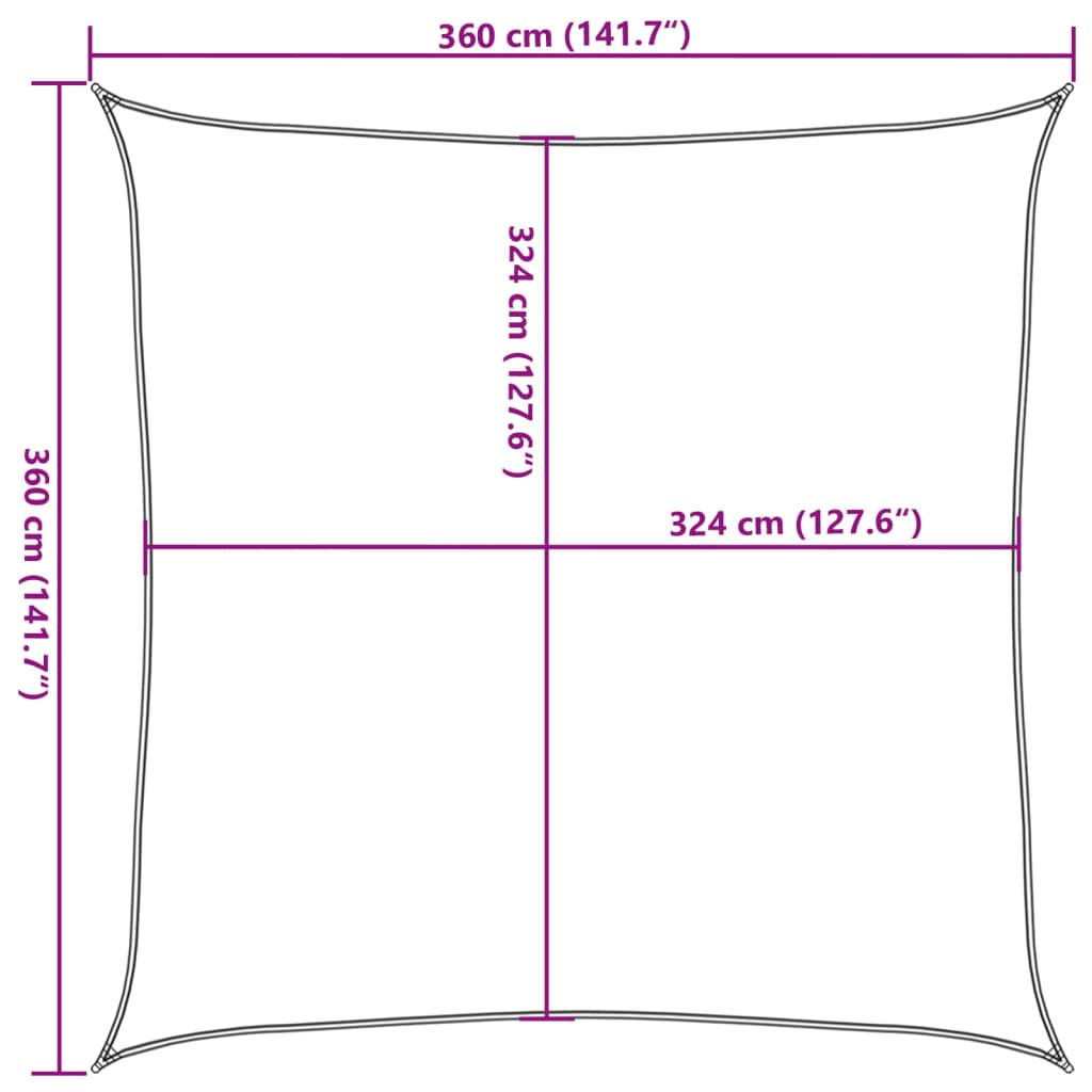 Vela Parasole 160 g/m² Marrone 3,6x3,6 m in HDPE