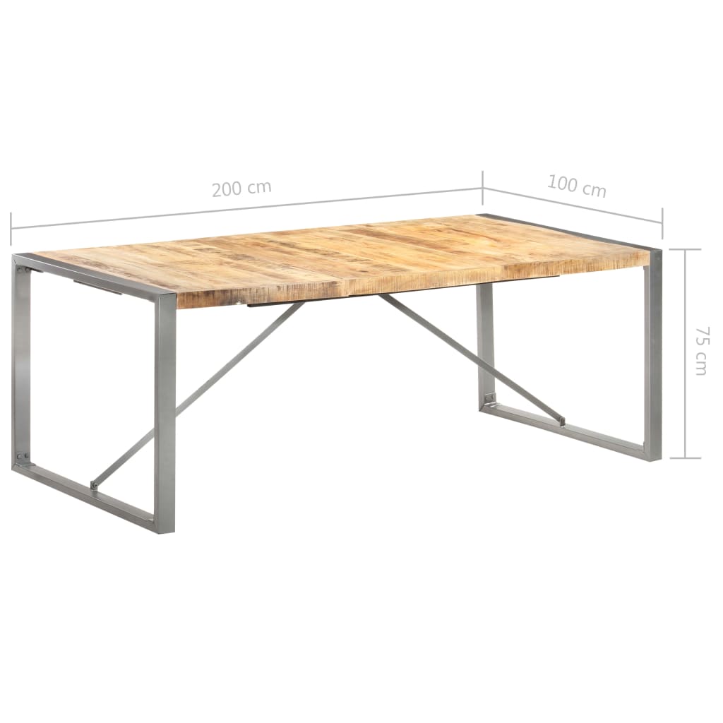 Dining Table 200x100x75cm in Solid Raw Mango Wood