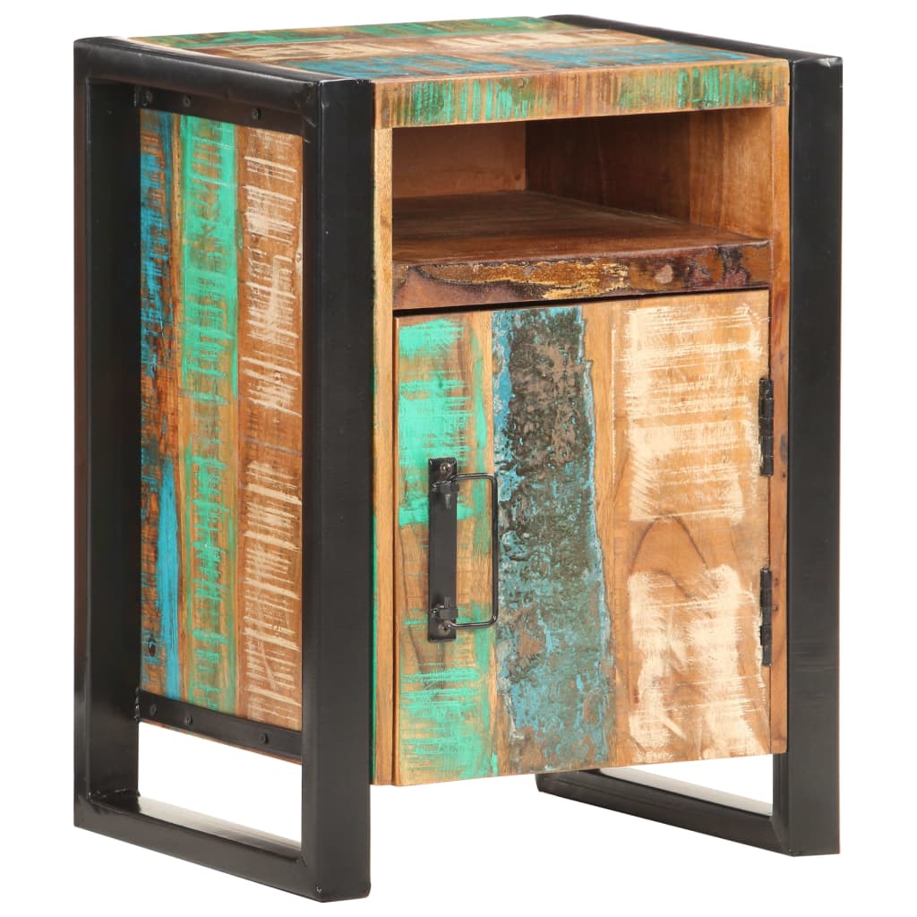 Bedside table 40x35x55 cm in solid reclaimed wood