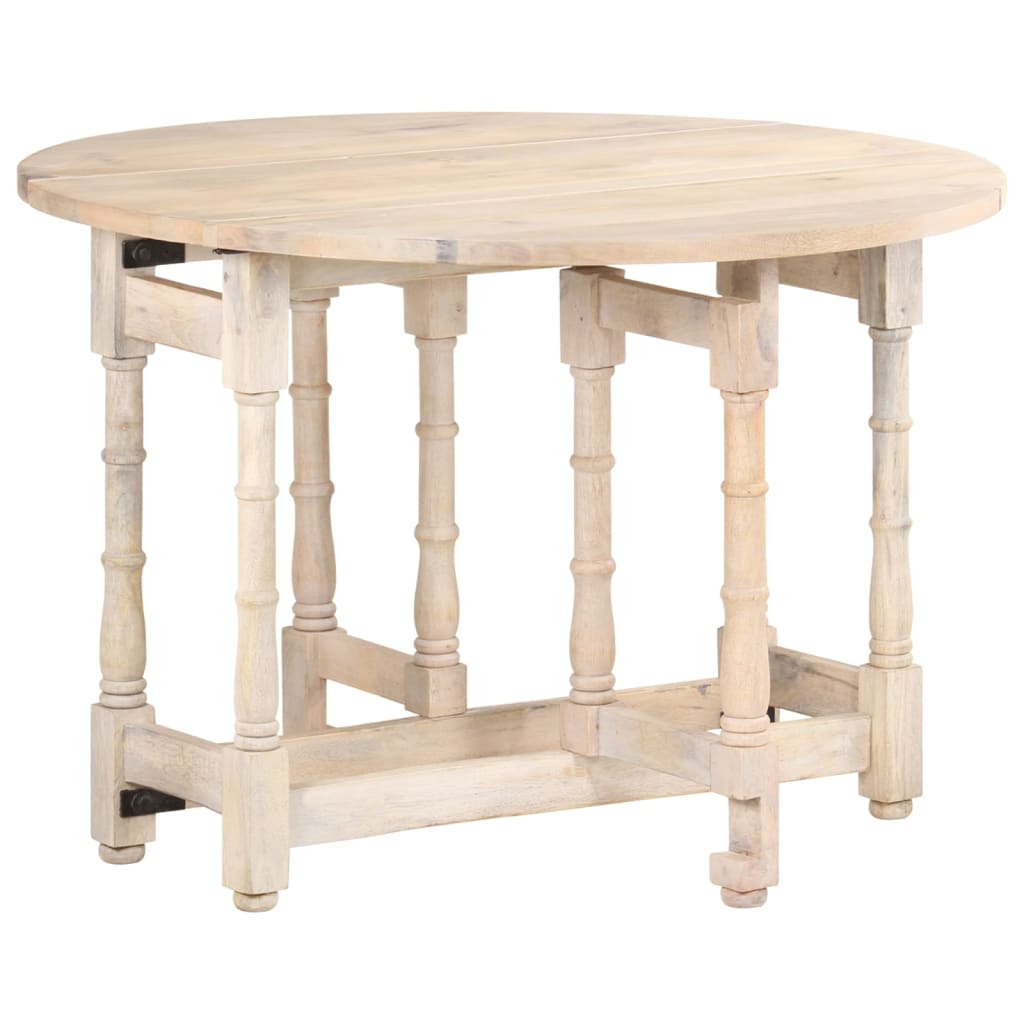 Tavolo da Pranzo Rotondo 110x76 cm in Legno Massello di Mango - homemem39
