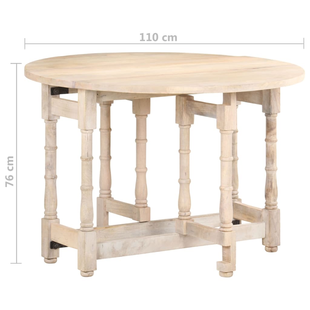 Tavolo da Pranzo Rotondo 110x76 cm in Legno Massello di Mango - homemem39