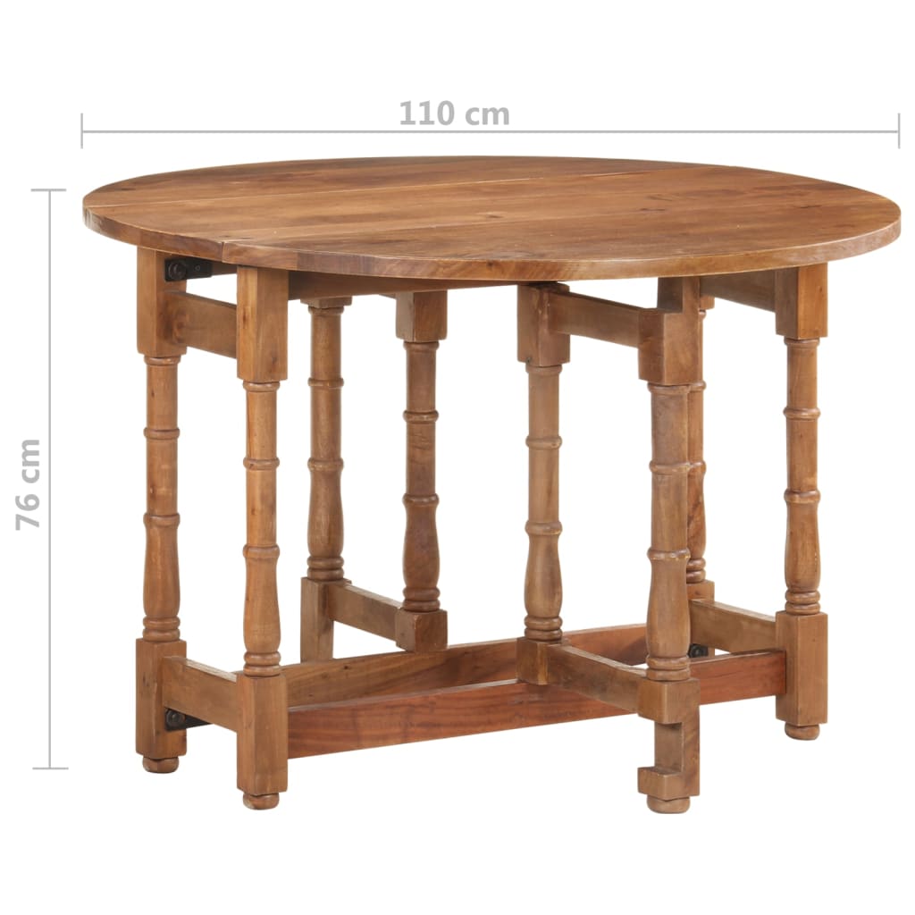 Tavolo da Pranzo Rotondo 110x76 cm in Legno Massello di Mango - homemem39