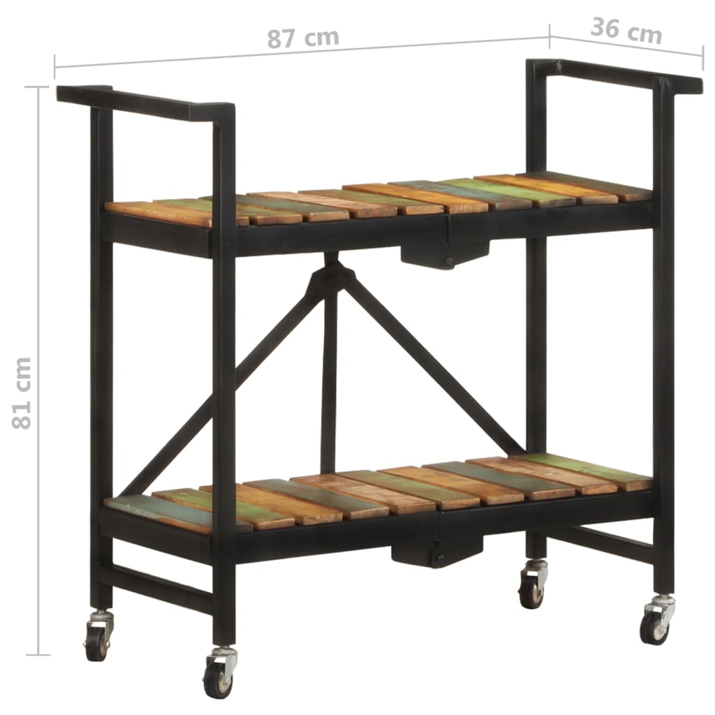 Carrello da Cucina 87x36x81 cm in Legno Massello di Recupero - homemem39
