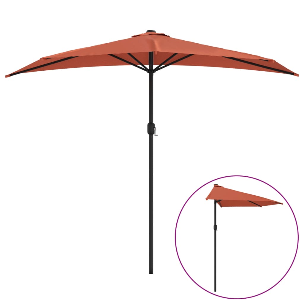 Ombrellone Balcone Palo Alluminio Terracotta 270x144x222cm Metà - homemem39