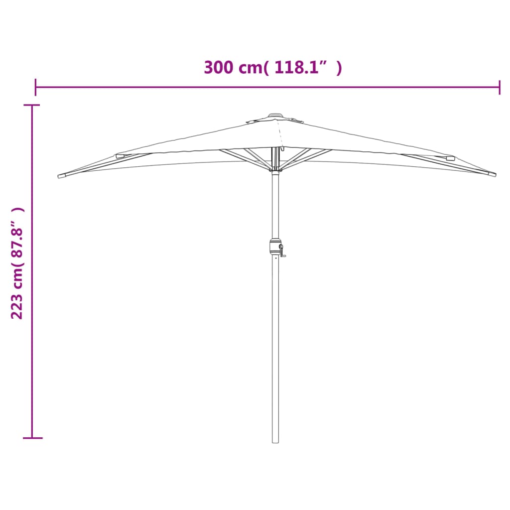 Ombrellone Balcone Palo in Alluminio Blu 300x155x223cm a Metà | homemem39