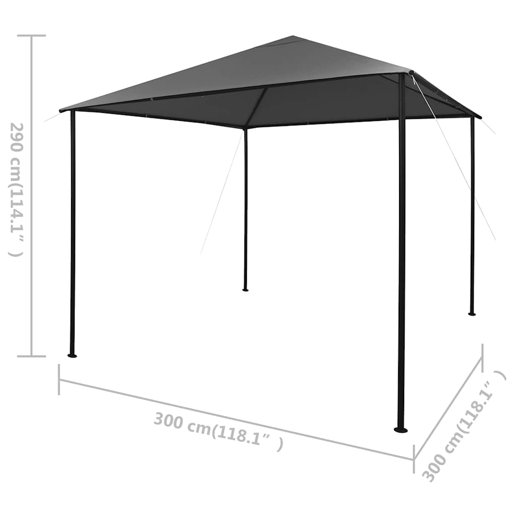 Gazebo 3x3 m Antracite in Tessuto e Acciaio 180 g/m² | homemem39