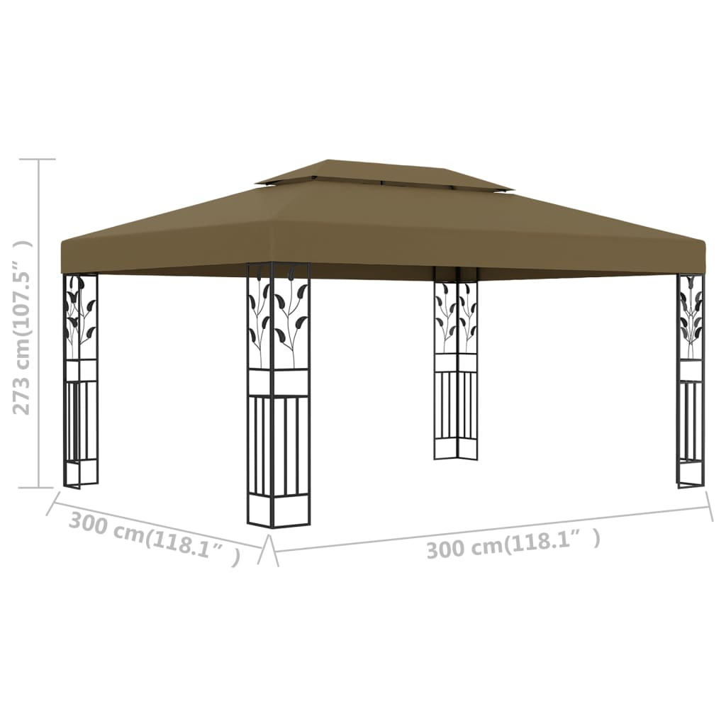 Gazebo con Tetto Doppio 3x4 m Grigio Talpa 180 g/m² | homemem39