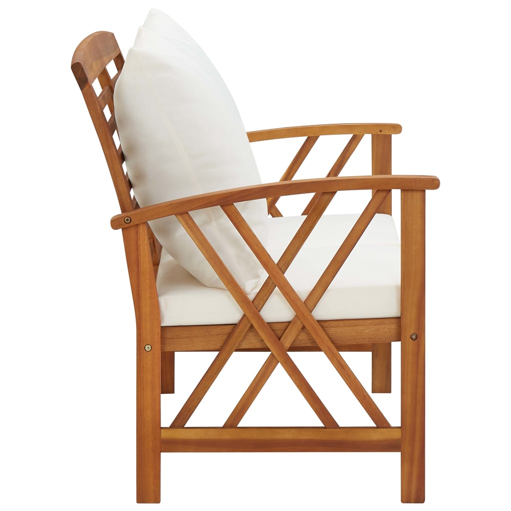 Panca da Giardino con Cuscini 119 cm in Massello Acacia - homemem39