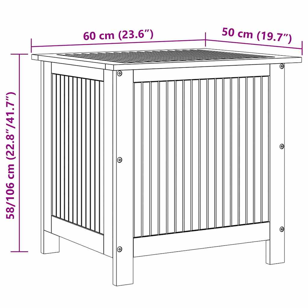 Contenitore da Giardino 60x50x58 cm in Legno Massello di Acacia | homemem39