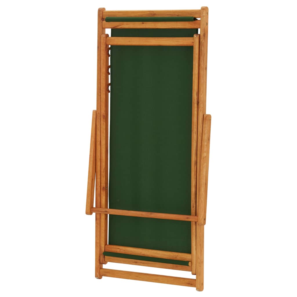 Sdraio Pieghevole in Legno di Eucalipto e Tessuto Verde - homemem39
