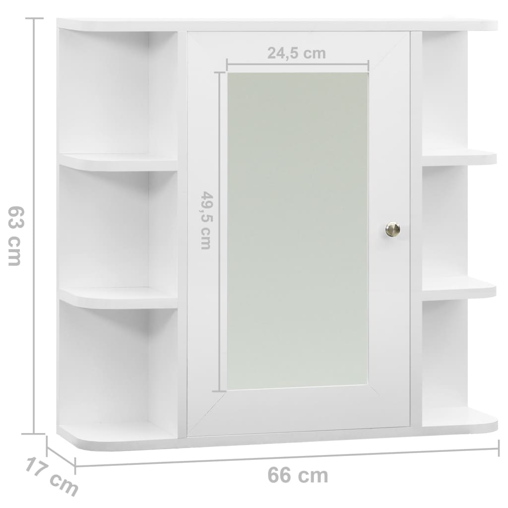 Armadietto a Specchio Bianco 66x17x63 cm in MDF | homemem39