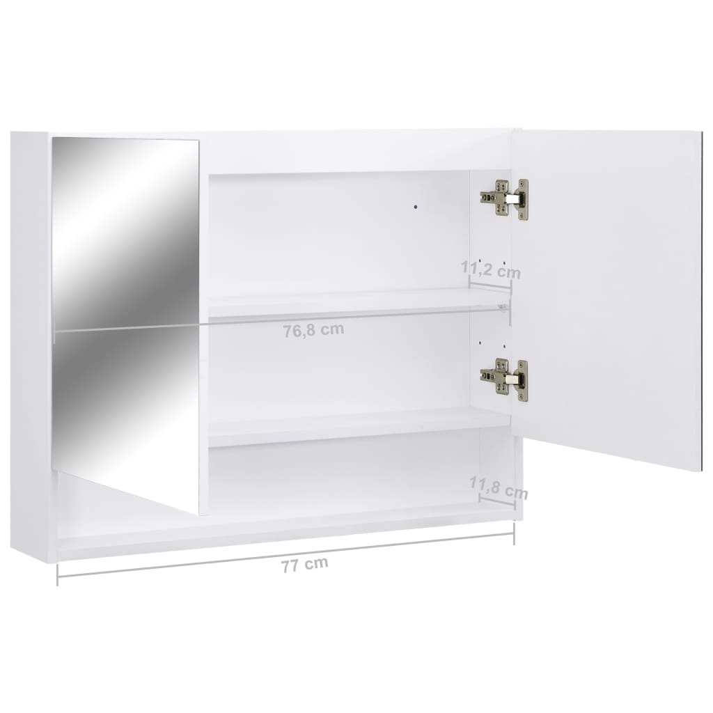 Armadietto a Specchio con LED Bianco 80x15x60 cm in MDF | homemem39