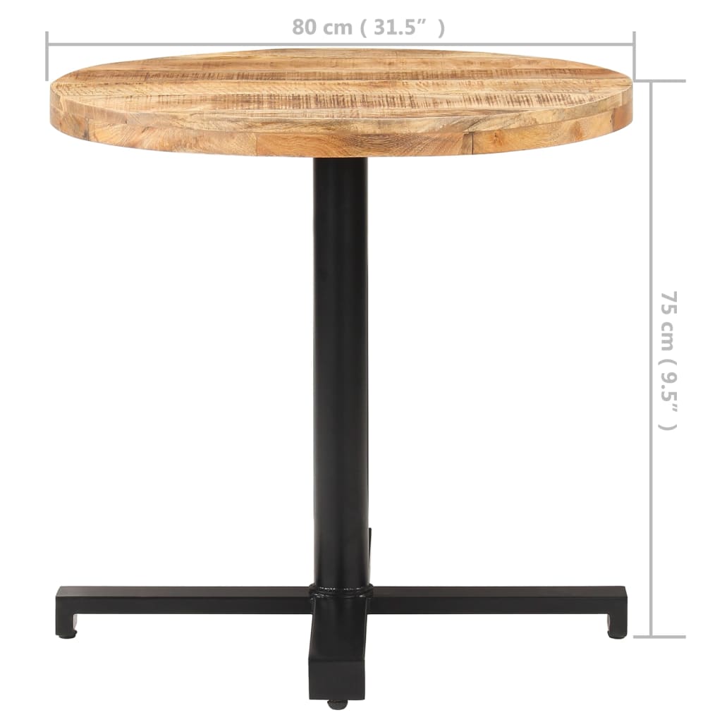 Tavolino da Bistrot Rotondo Ø80x75 cm in Legno di Mango Grezzo - homemem39