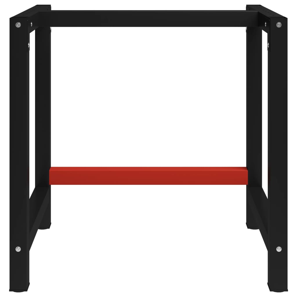 Telaio per Banco da Lavoro in Metallo 80x57x79 cm Nero e Rosso
