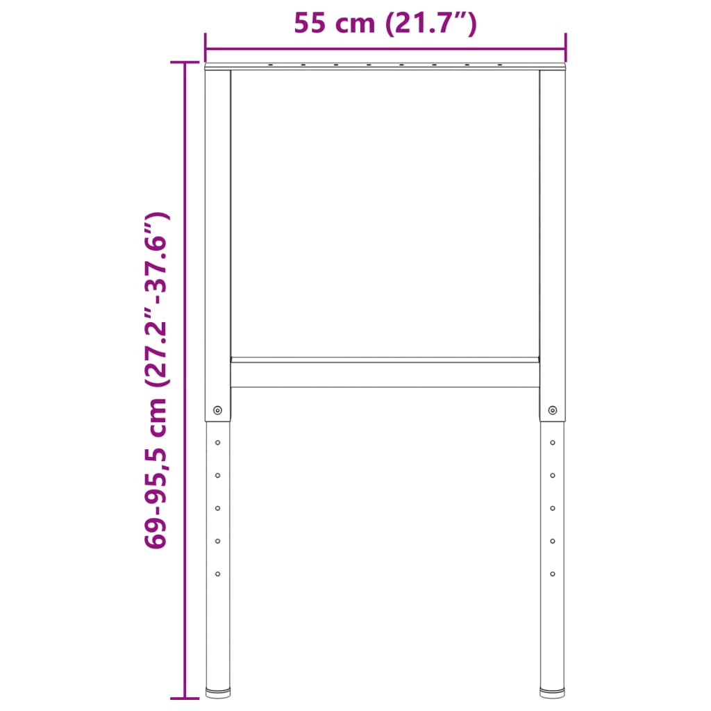 Telai per Banco da Lavoro 2 pz in Metallo 55x(69-95,5) cm Grigi | homemem39