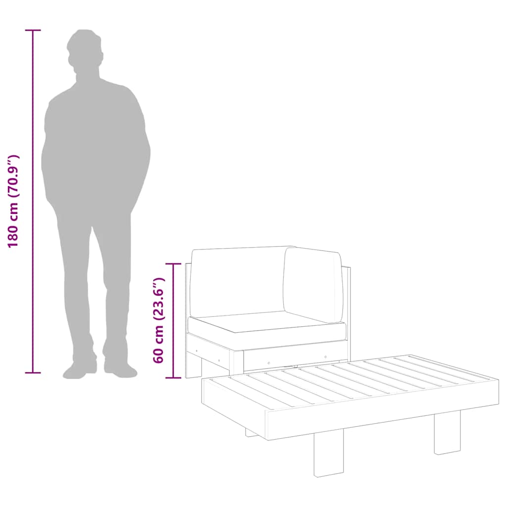 Set Divani Giardino 2 pz Cuscini Bianco Crema in Legno d'Acacia