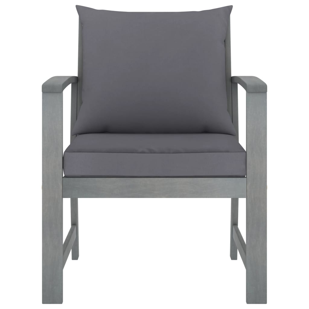 Sedie da Giardino e Cuscini Grigio Scuro 2 pz Massello Acacia - homemem39