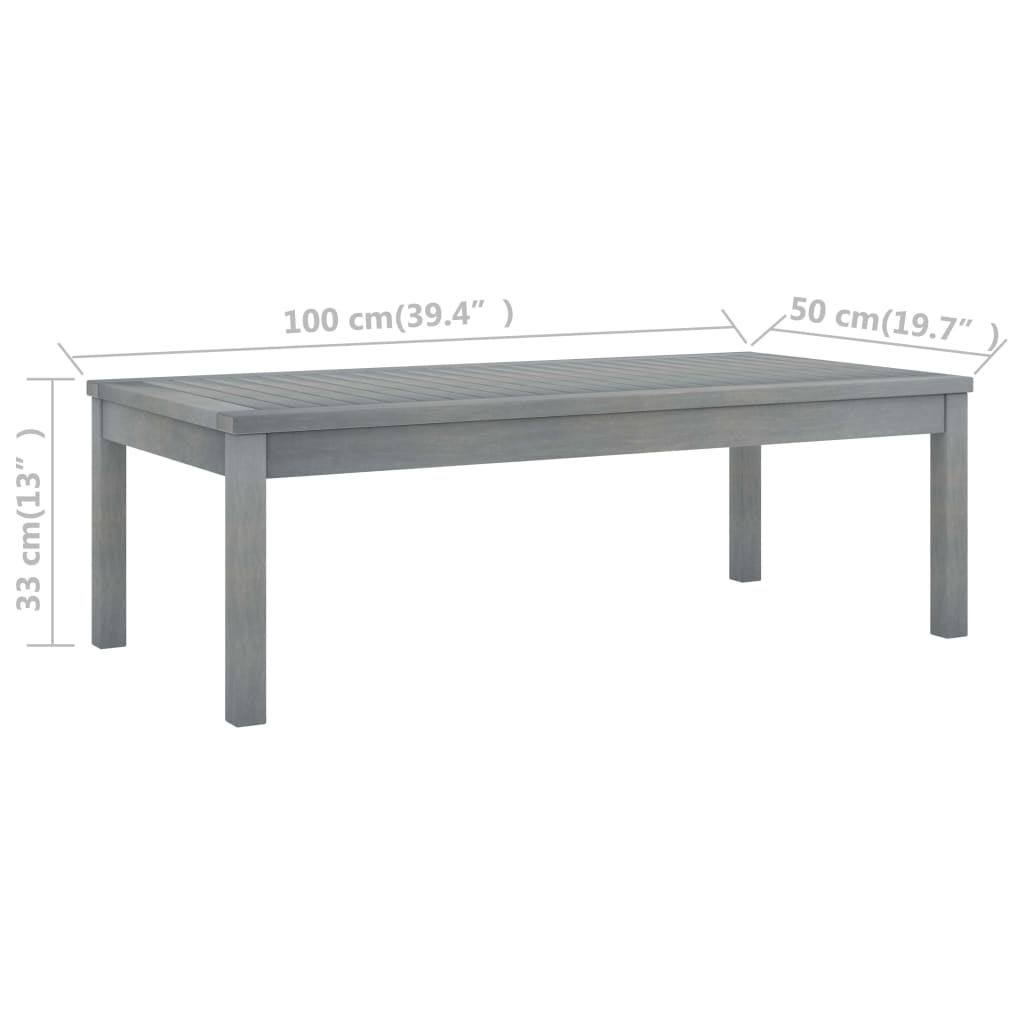 Coffee Table 100x50x33 cm Gray Solid Acacia Wood
