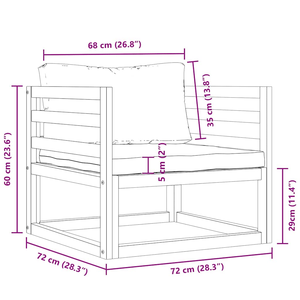 Sedia da Giardino con Cuscini Grigio Scuro Massello di Acacia