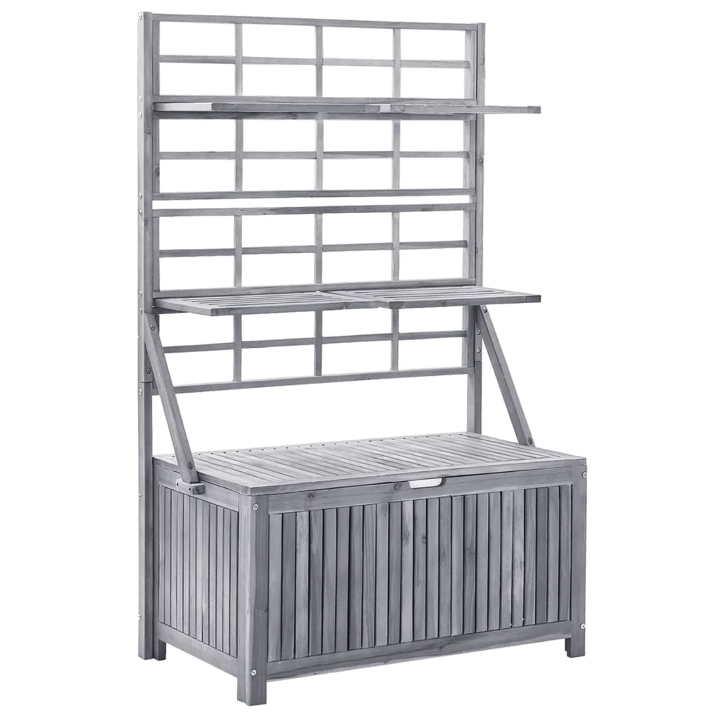 Contenitore con Traliccio Grigio 99x55x160 cm in Legno Acacia - homemem39