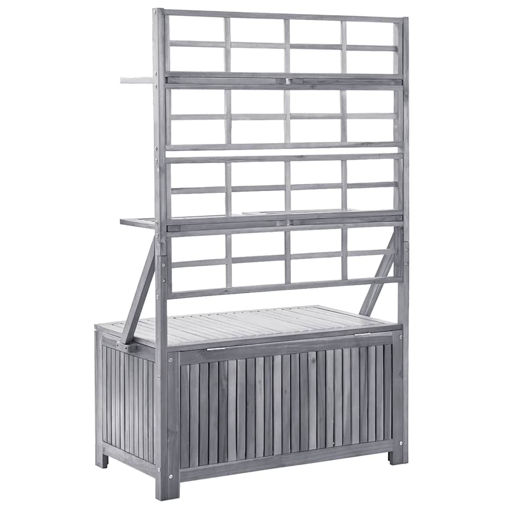 Contenitore con Traliccio Grigio 99x55x160 cm in Legno Acacia - homemem39