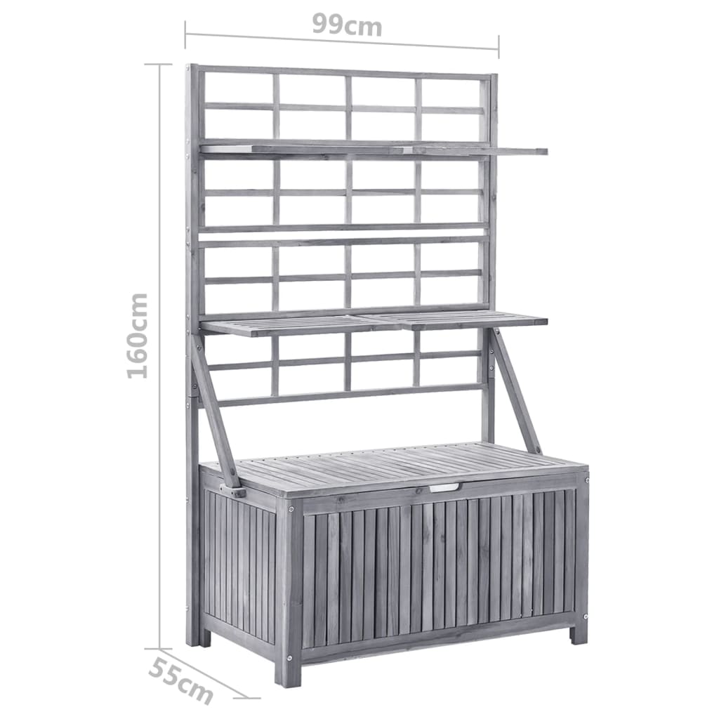 Contenitore con Traliccio Grigio 99x55x160 cm in Legno Acacia - homemem39