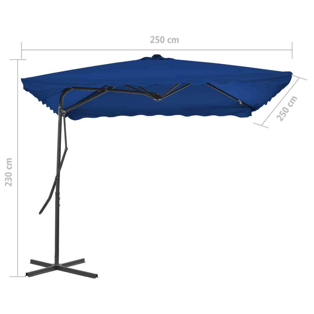 Ombrellone Giardino con Palo in Acciaio Blu 250x250x230 cm - homemem39
