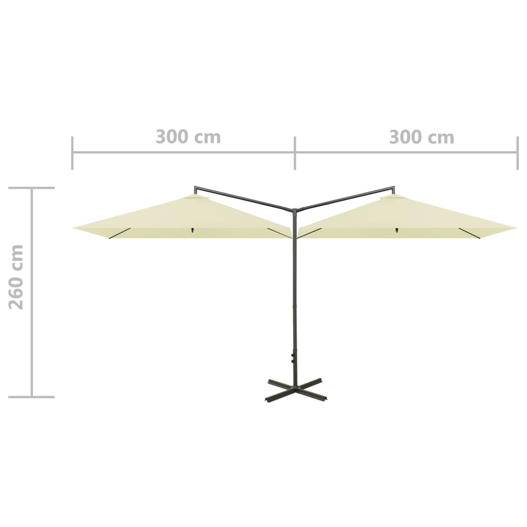 Ombrellone Doppio con Palo in Acciaio Sabbia 600x300 cm | homemem39