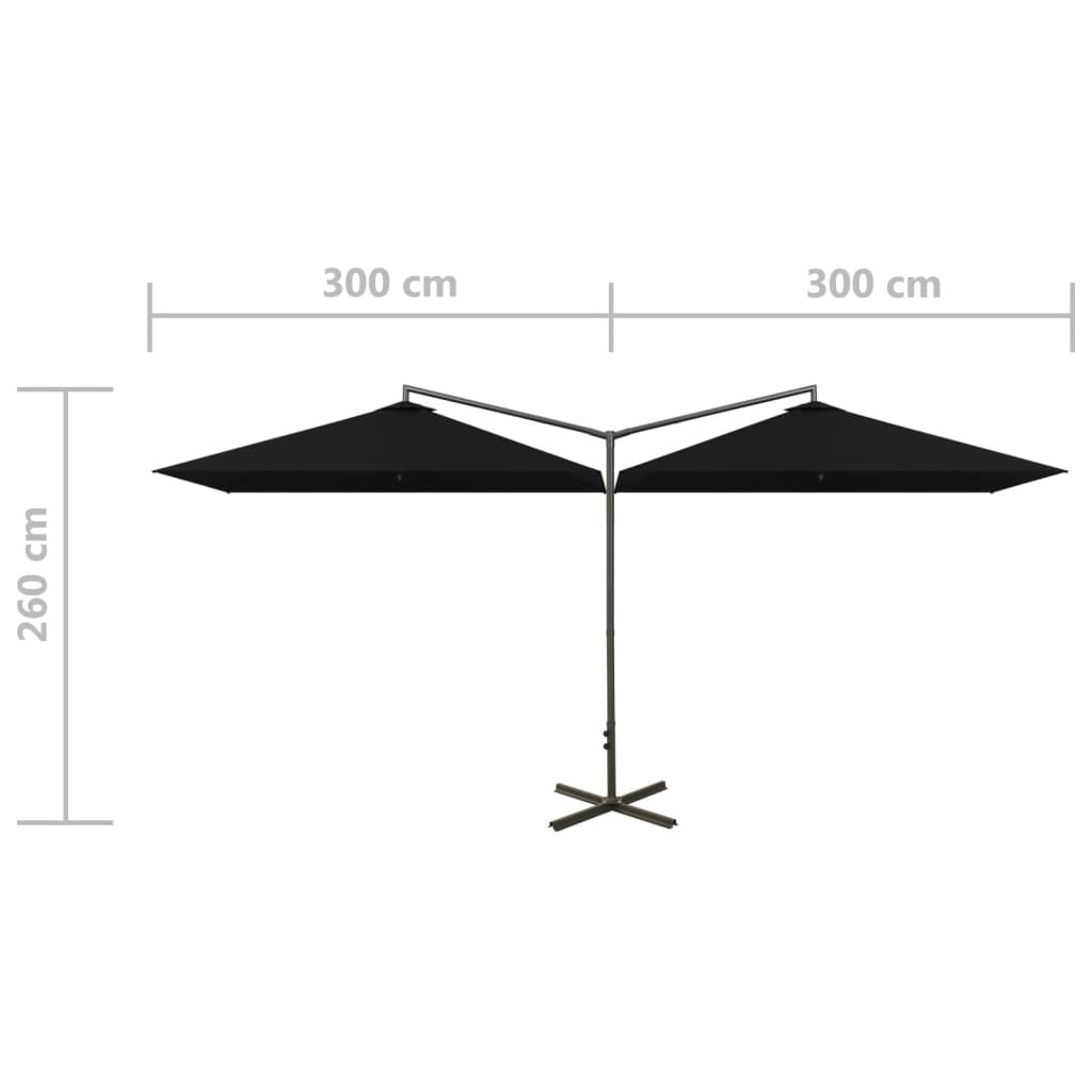 Ombrellone Doppio con Palo in Acciaio Nero 600x300 cm | homemem39