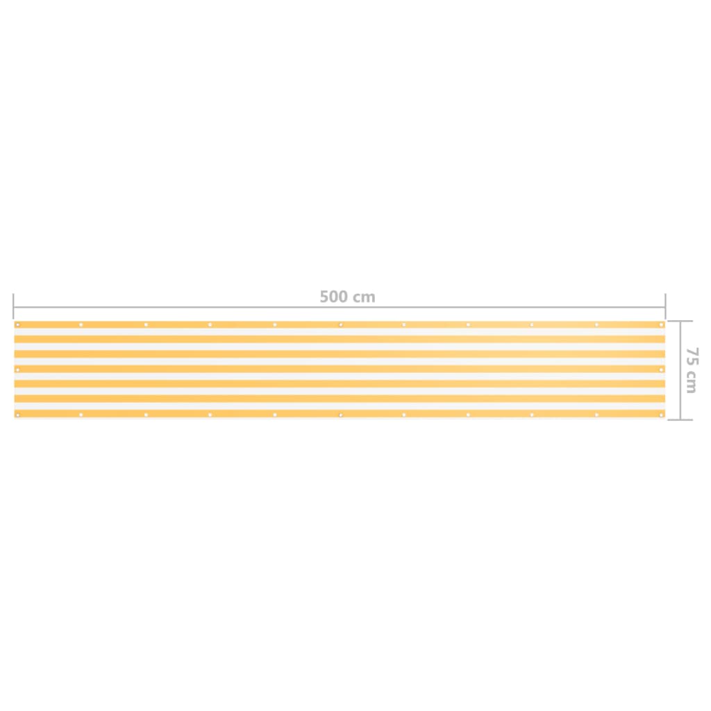 Paravento Balcone Bianco e Giallo 75x500 cm Tessuto Oxford | homemem39