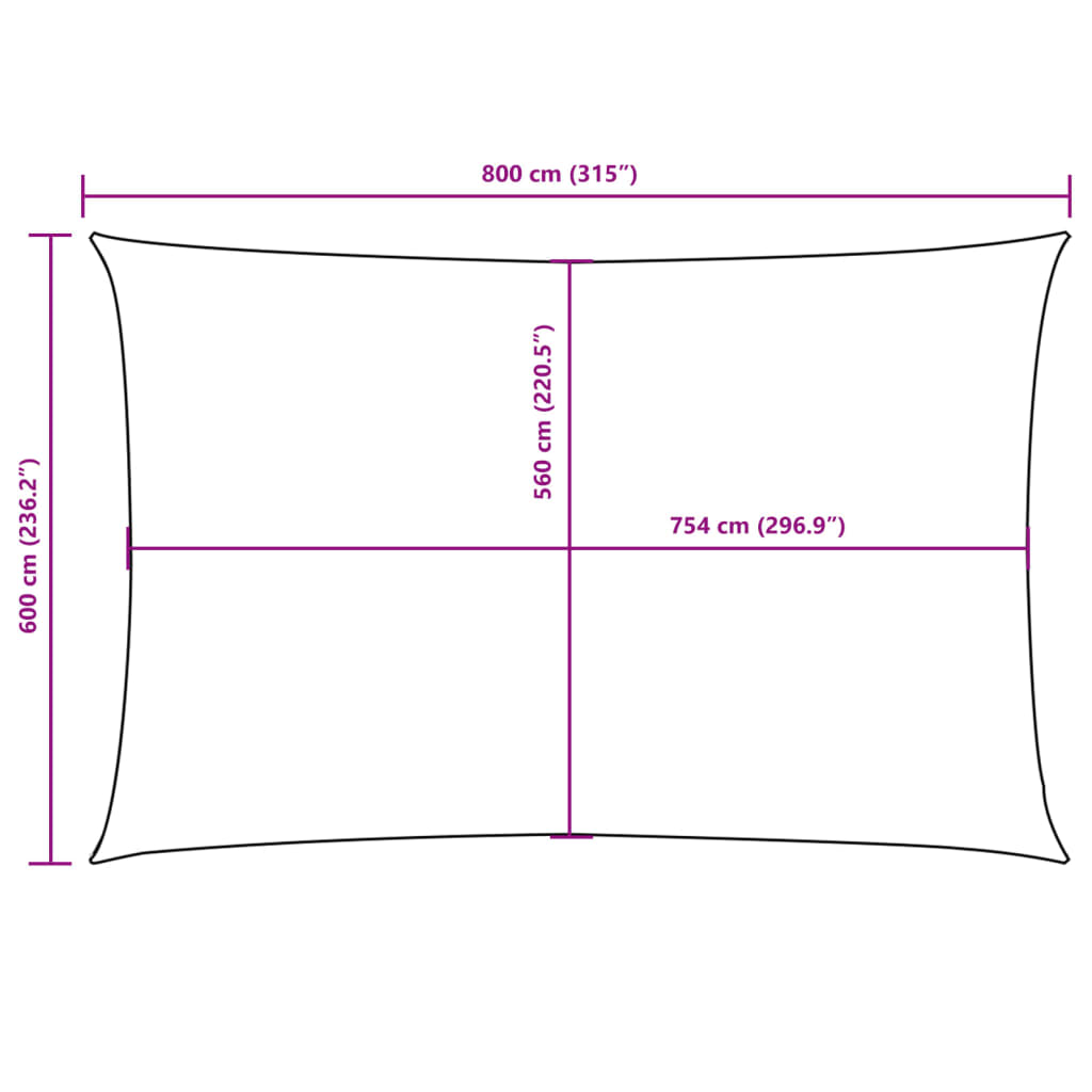 Parasole a Vela Oxford Rettangolare 6x8 m Beige | homemem39
