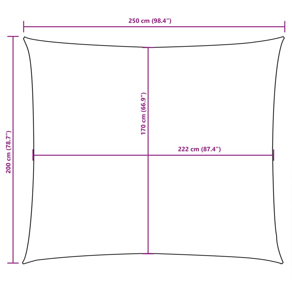 Parasole a Vela Oxford Rettangolare 2x2,5 m Crema
