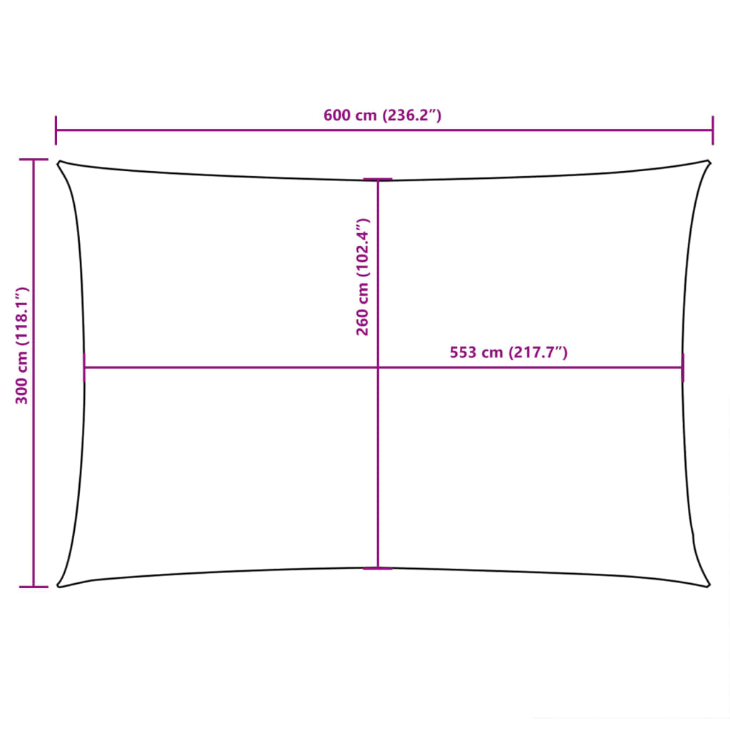 Parasole a Vela Oxford Rettangolare 3x6 m Crema - homemem39