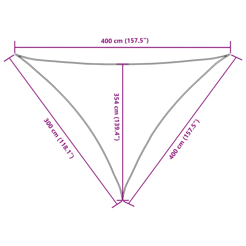 Parasole a Vela Oxford Triangolare 3x4x4 m Crema - homemem39