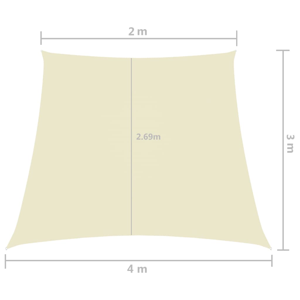 Parasole a Vela in Tela Oxford a Trapezio 2/4x3 m Crema | homemem39