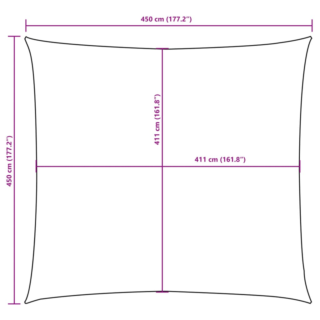 Parasole a Vela in Tela Oxford Quadrata 4,5x4,5 m Bianco - homemem39