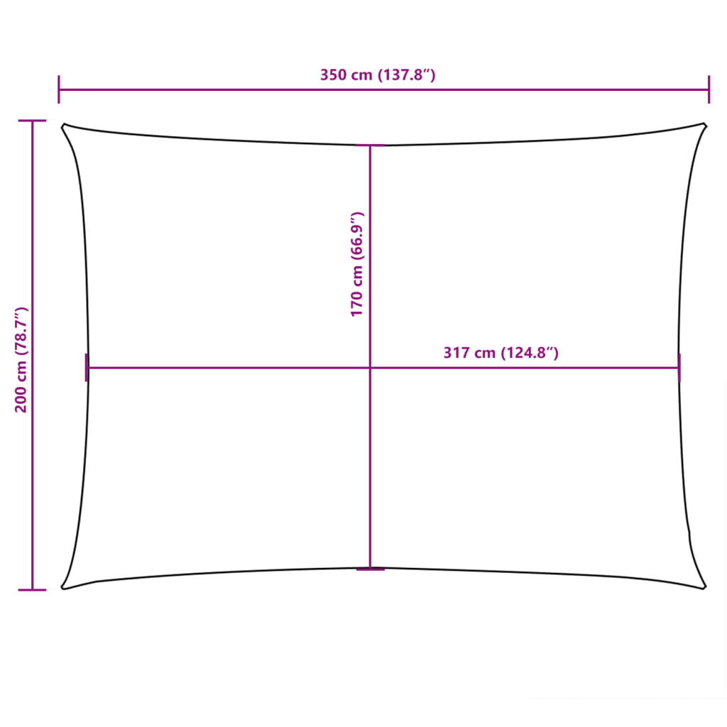Parasole a Vela in Tessuto Oxford Rettangolare 2x3,5 m Bianco - homemem39