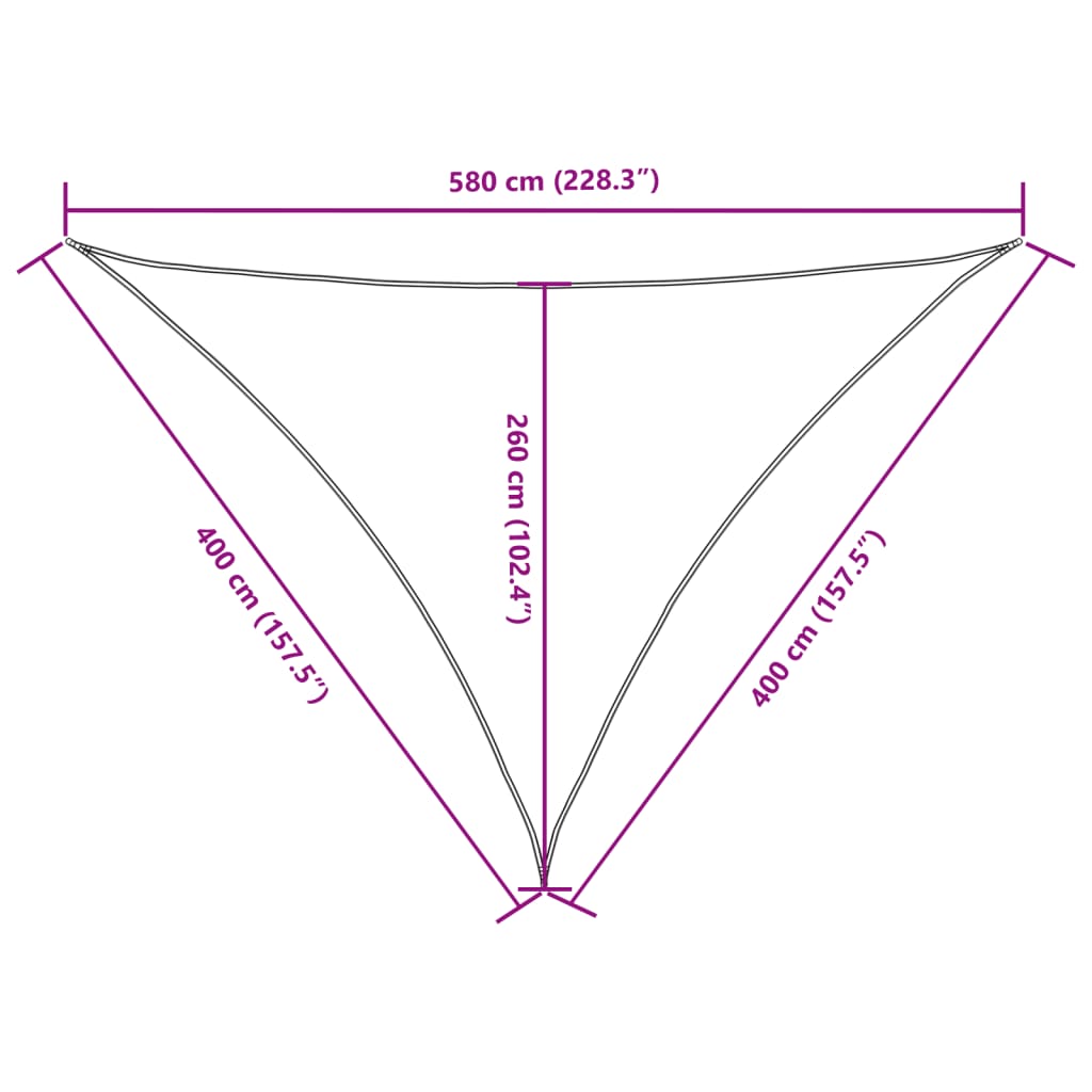 Parasole a Vela in Tessuto Oxford Triangolare 4x4x5,8m Bianco - homemem39