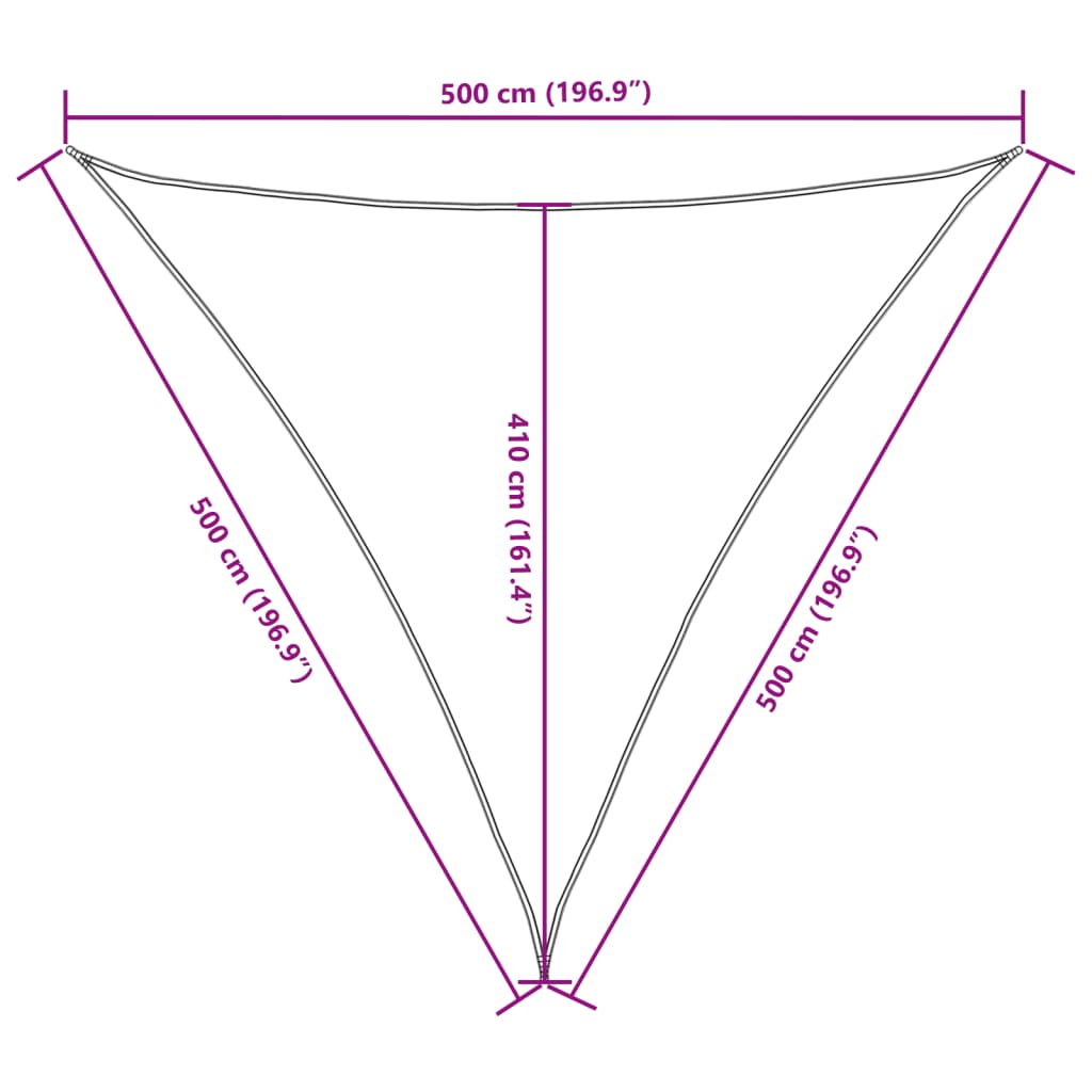Parasole a Vela Oxford Triangolare 5x5x5 m Blu