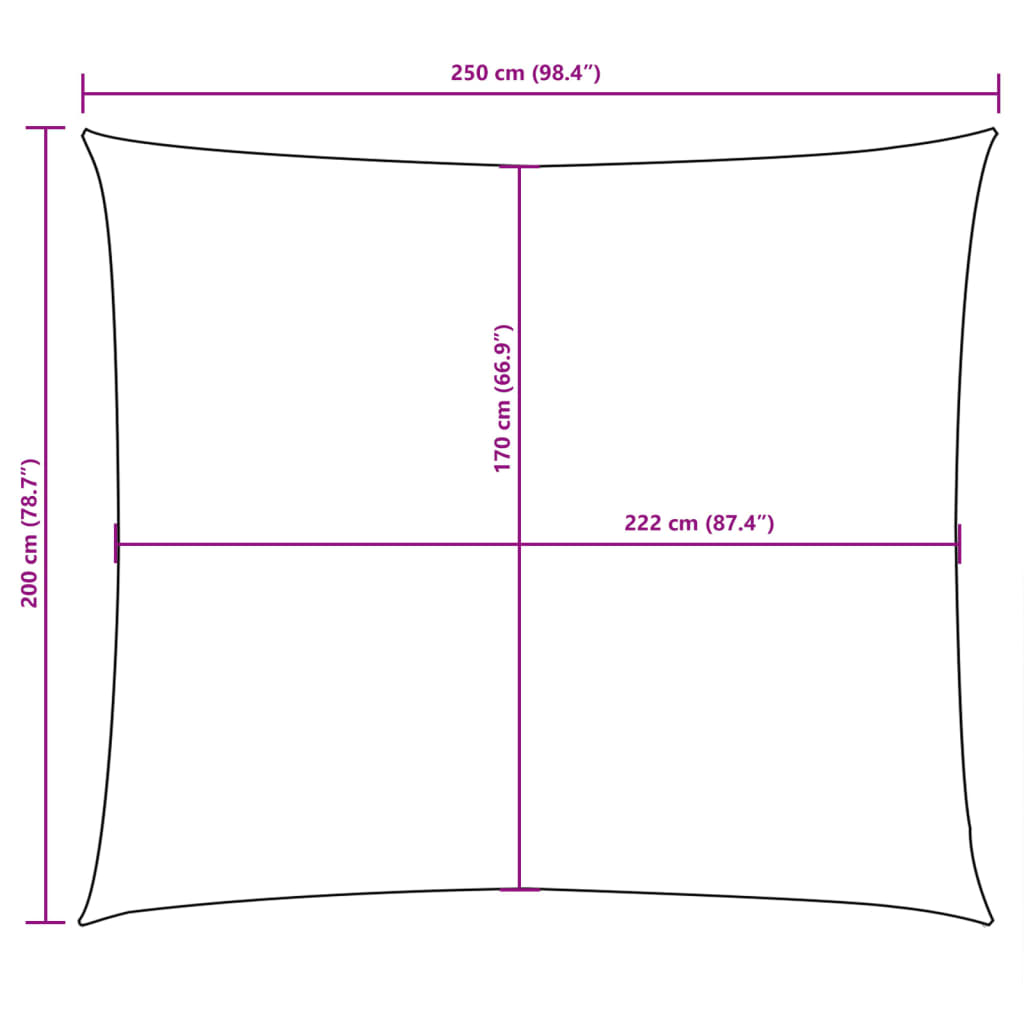 Parasole a Vela Oxford Rettangolare 2x2,5 m Giallo