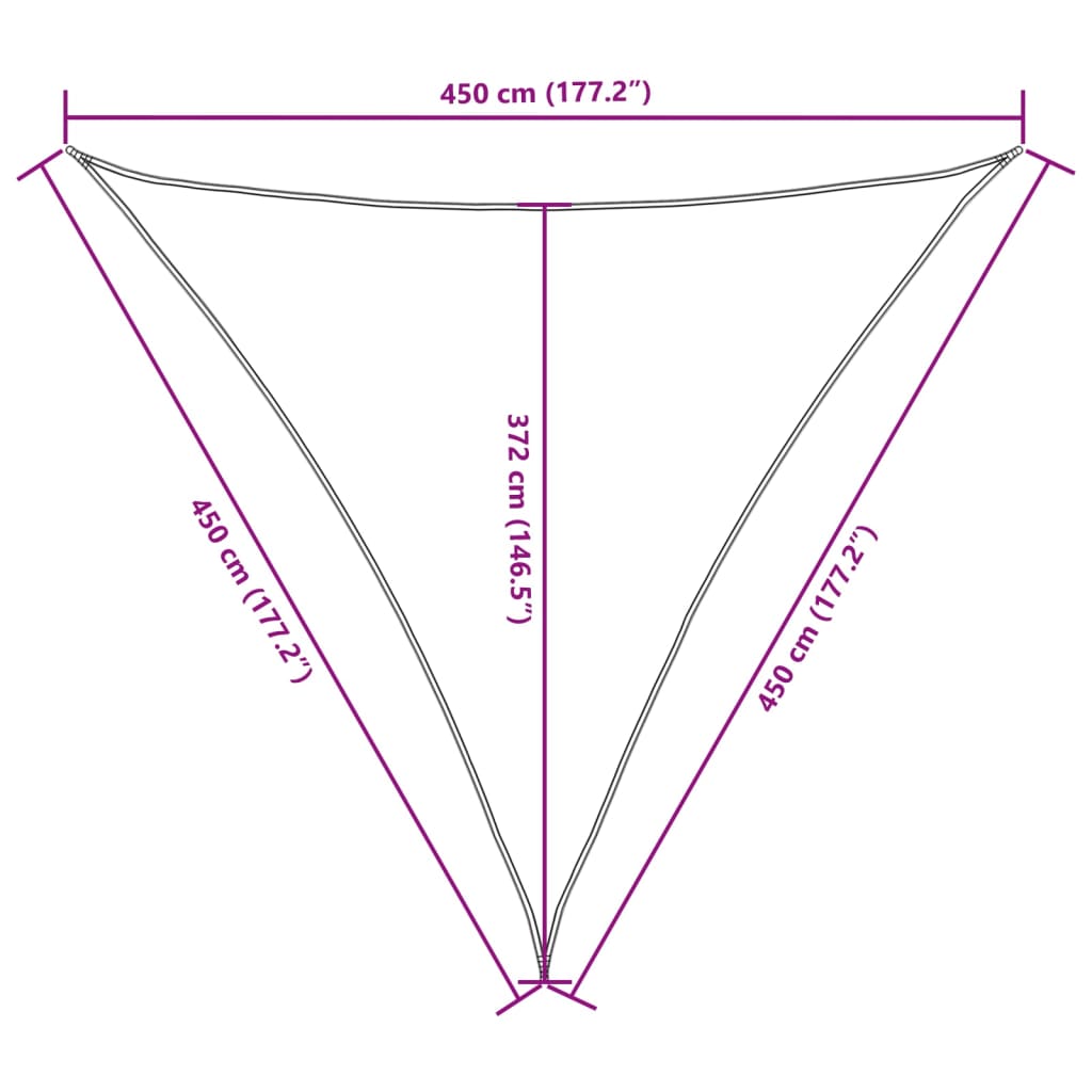 Parasole a Vela Oxford Triangolare 4,5x4,5x4,5 m Giallo | homemem39