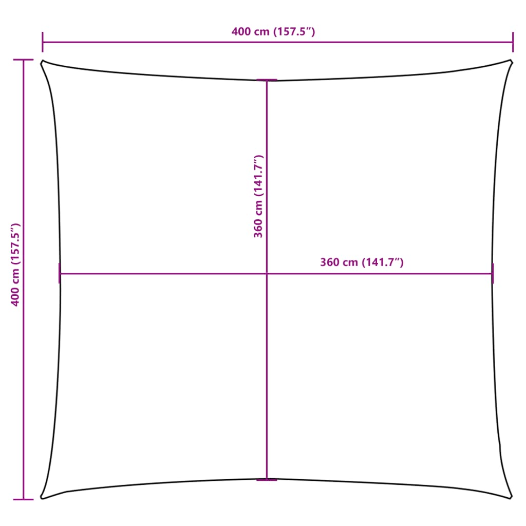 Vela Parasole in Tela Oxford Quadrata 4x4 m Rossa