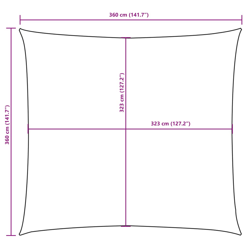 Vela Parasole in Tela Oxford Quadrata 3,6x3,6 m Arancione