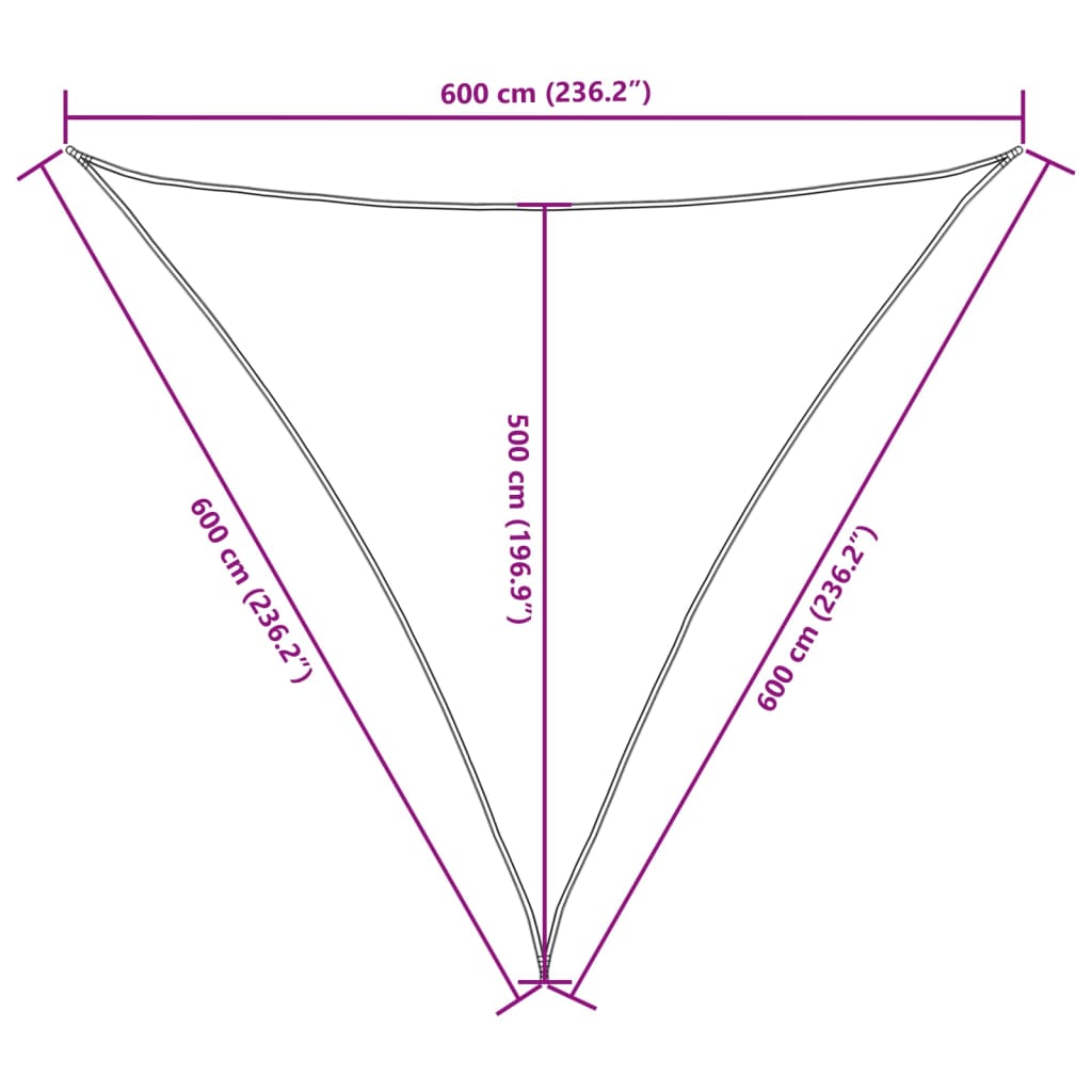 Parasole a Vela in Tessuto Oxford Triangolare 6x6x6m Arancione | homemem39