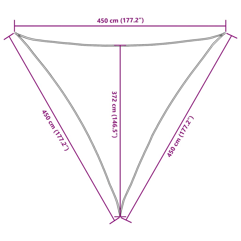 Parasole a Vela Oxford Triangolare 4,5x4,5x4,5 m Nero
