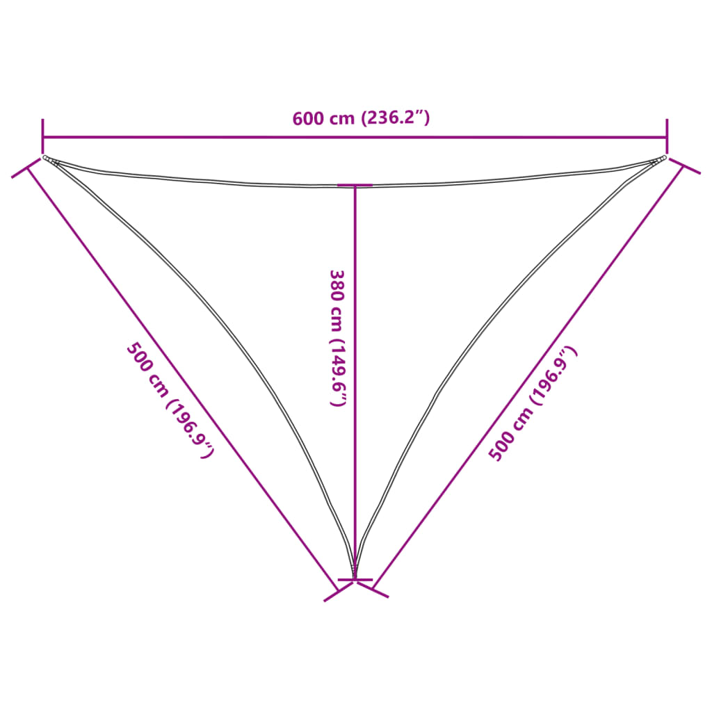 Parasole a Vela Oxford Triangolare 5x5x6 m Nero | homemem39