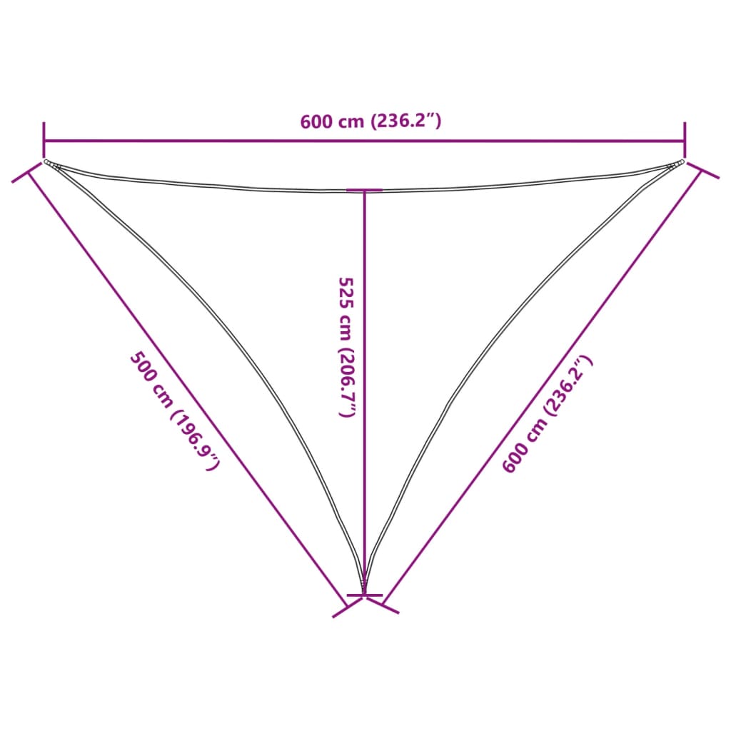 Parasole a Vela Oxford Triangolare 5x6x6 m Marrone | homemem39
