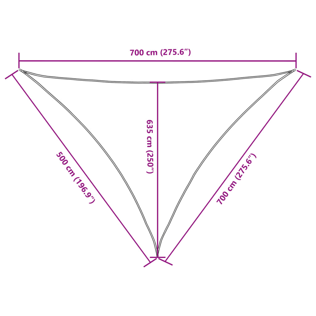 Parasole a Vela Oxford Triangolare 5x7x7 m Marrone | homemem39
