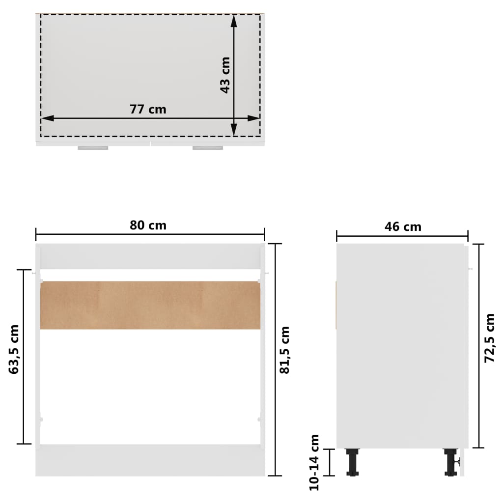 Mobile Sottolavello “Lyon” Bianco 80x46x81,5 cm - homemem39