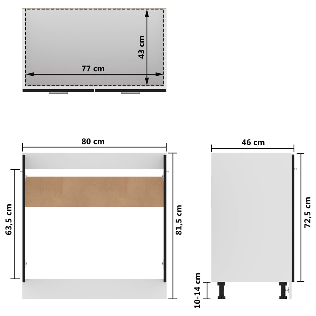 Mobile Sottolavello “Lyon” Nero 80x46x81,5 cm - homemem39